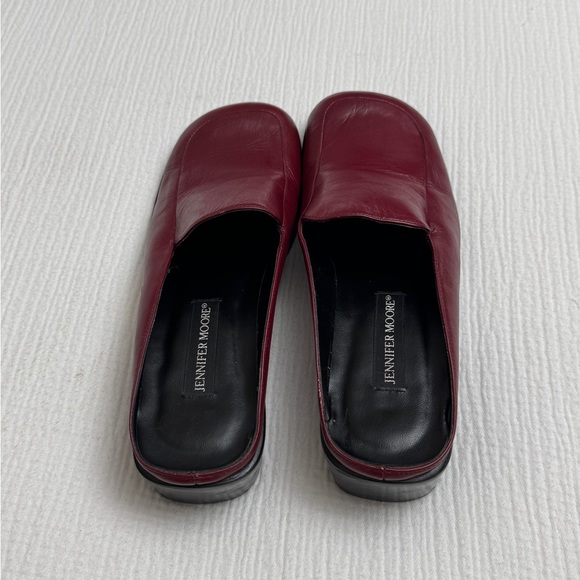 Vintage Y2K Deep Maroon Red Leather Slip On Mules Size 8.5 Retro Fall Classic - Picture 5 of 12